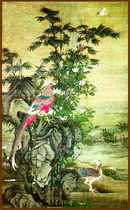 "Birdoj kaj bambuoj" de Wang Yuan (Yuan-dinastio)